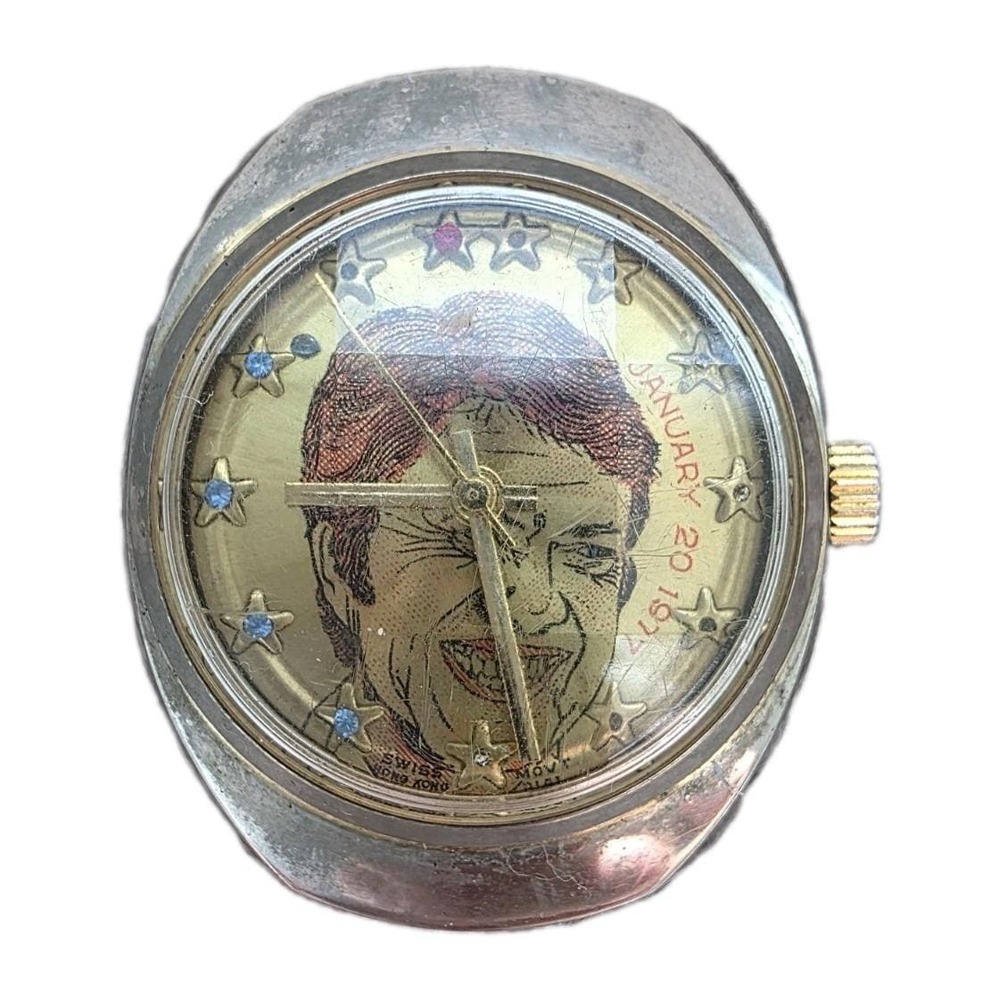 Vtg JimmyCarter 1977 Inauguration Winking Watch JANUARY 20 1977 Swiss Made Parts